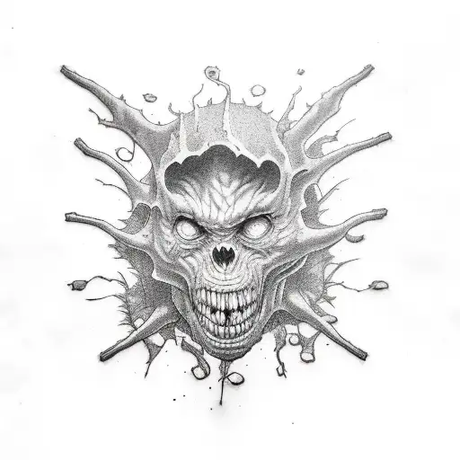 tattoo of a monster tearing the skin on his chest with his hands tattoo design idea