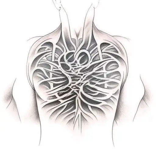 tattoo of a monster tearing the skin on his chest with his hands tattoo design idea