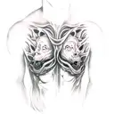 tattoo of a monster tearing the skin on his chest with his hands tattoo design idea