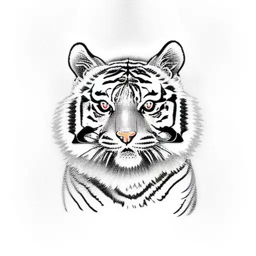 a Tiger Cat, a black cat and a White cat tattoo design idea