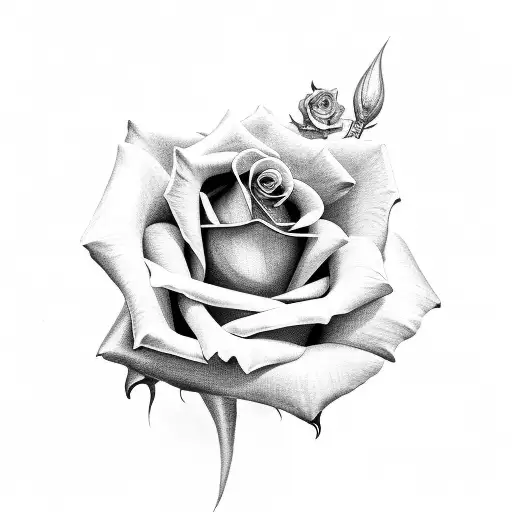 Rose with roman numerals tattoo design idea