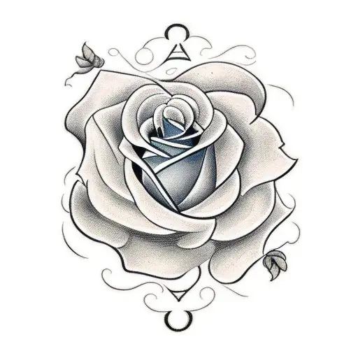 Roman numerals with rose behind  tattoo design idea