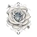 Roman numerals with rose behind  tattoo design idea