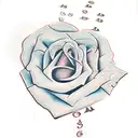 Roman numerals with rose behind  tattoo design idea