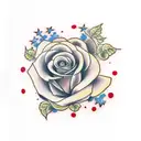 Roman numerals with rose behind  tattoo design idea