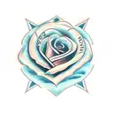 Roman numerals with rose behind  tattoo design idea
