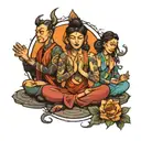 four people meditating  tattoo design idea
