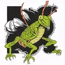 ninja praying mantis tattoo design idea