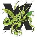 ninja praying mantis tattoo design idea