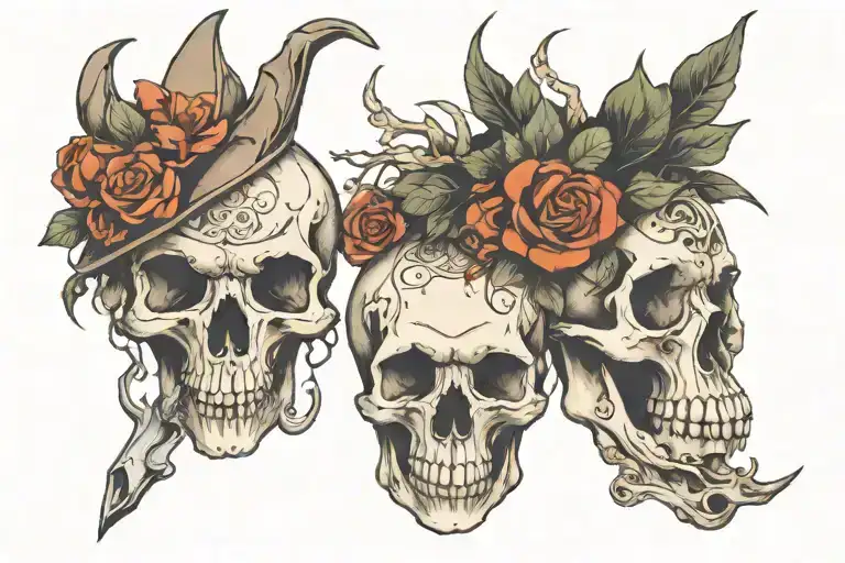 animal skulls witchy style tattoo tattoo design idea