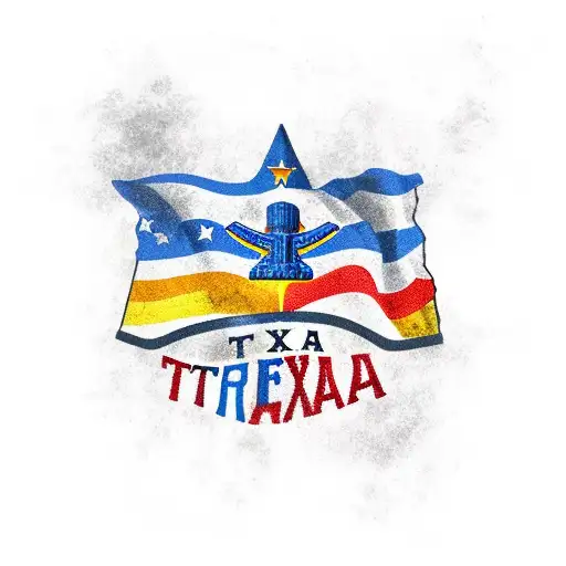 Texas flag with Alamo  tattoo design idea