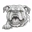angry bulldog with three eyes bares his teeth tattoo design idea