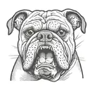 angry bulldog with three eyes bares his teeth tattoo design idea