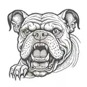 angry bulldog with three eyes bares his teeth tattoo design idea