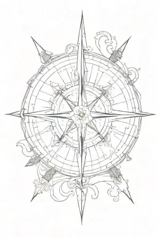 Vertical compass arrow tattoo design idea