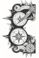 Vertical compass arrow tattoo design idea
