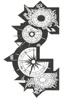 Vertical compass arrow tattoo design idea