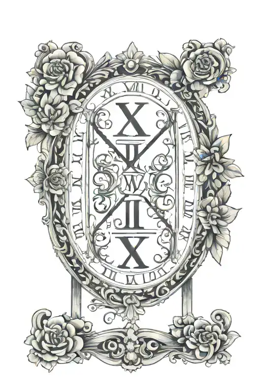 Roman numeral three using Julia, Samantha and Hannah as vertical columns tattoo design idea