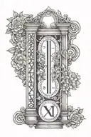 Roman numeral three using Julia, Samantha and Hannah as vertical columns tattoo design idea