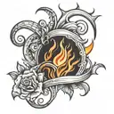 Zach Bryan inspired "burn burn burn" tattoo design idea