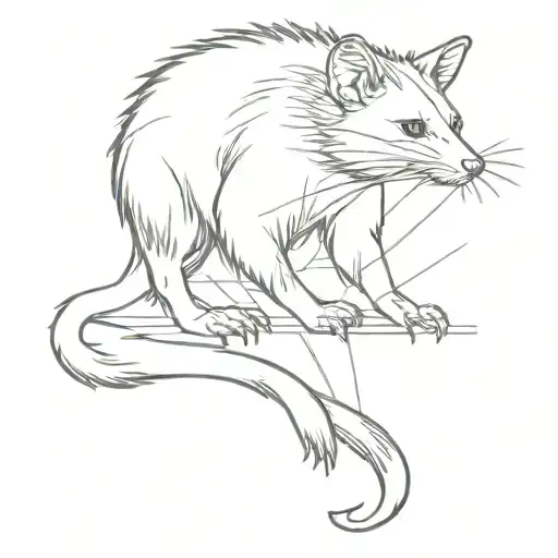 Opossum dressed as cat tattoo design idea