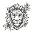 lions head surrounded with honeycomb pattern  tattoo design idea