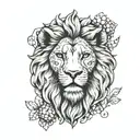 lions head surrounded with honeycomb pattern  tattoo design idea