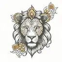 lions head surrounded with honeycomb pattern  tattoo design idea