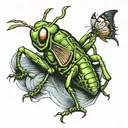 grasshopper resting tattoo design idea