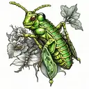 grasshopper resting tattoo design idea