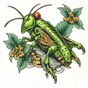 grasshopper resting tattoo design idea