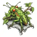 grasshopper resting tattoo design idea