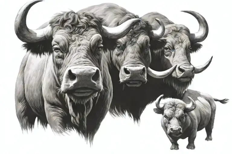 bull and bear looking tattoo design idea