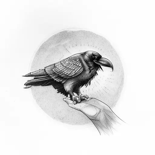 A dark tattoo of a raven and a book symbolizing loneliness and the pursuit of knowledge and power. tattoo design idea