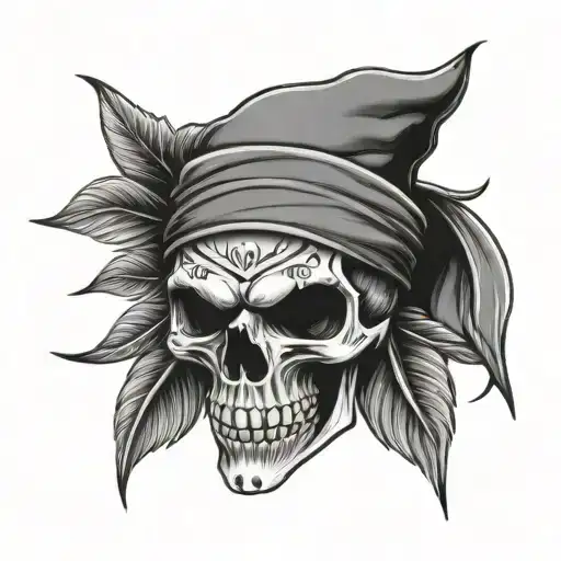 G59 skull wearing bandana tattoo design idea