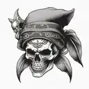G59 skull wearing bandana tattoo design idea