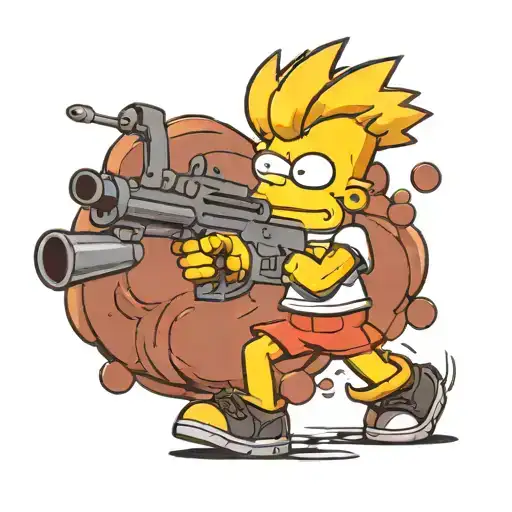 bart Simpson joint Kalashnikov assault rifle tattoo design idea