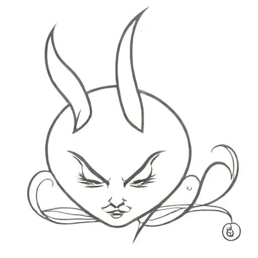 feminine devil horns tattoo design idea