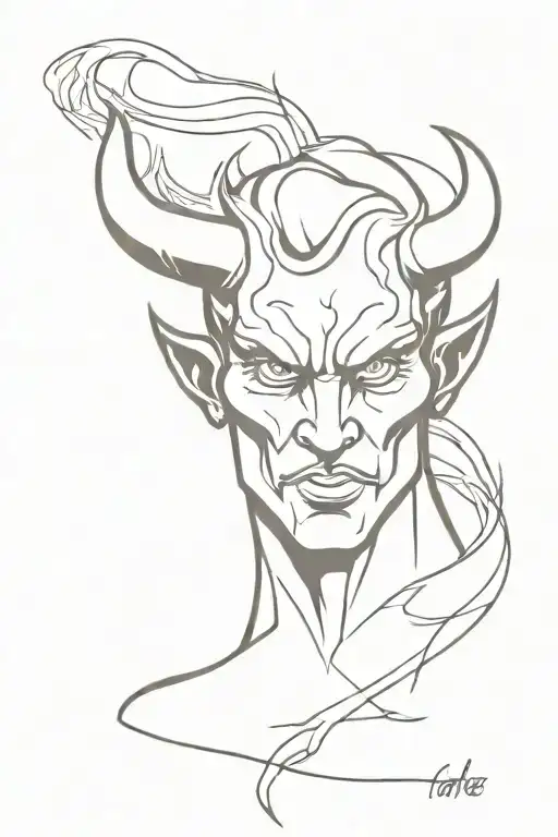 devil and smoke rising tattoo design idea