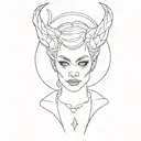 female devil horns tattoo design idea