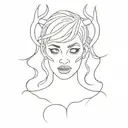 female devil horns tattoo design idea