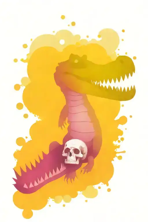 alligator holding a skull tattoo design idea