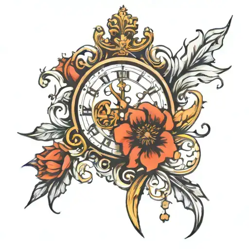 vienna words with clock  tattoo design idea