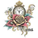 vienna words with clock  tattoo design idea