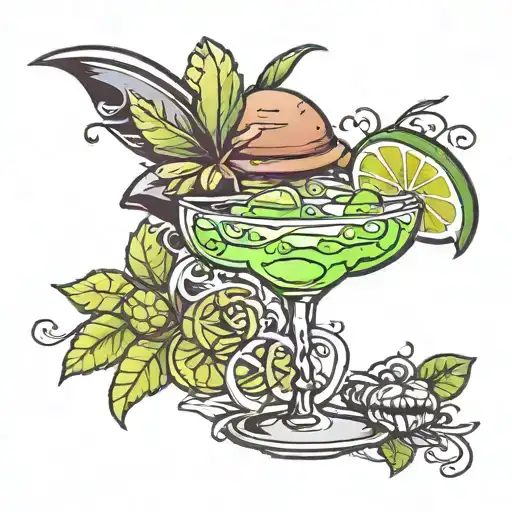 margarita and party never ends" tattoo design idea