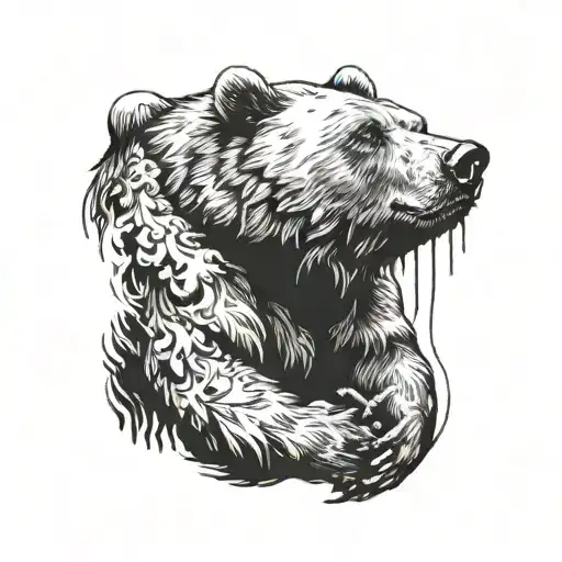 back tattoo of a bear scartching and holding on your collarbone tattoo design idea