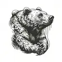 back tattoo of a bear scartching and holding on your collarbone tattoo design idea