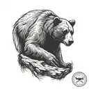 back tattoo of a bear scartching and holding on your collarbone tattoo design idea