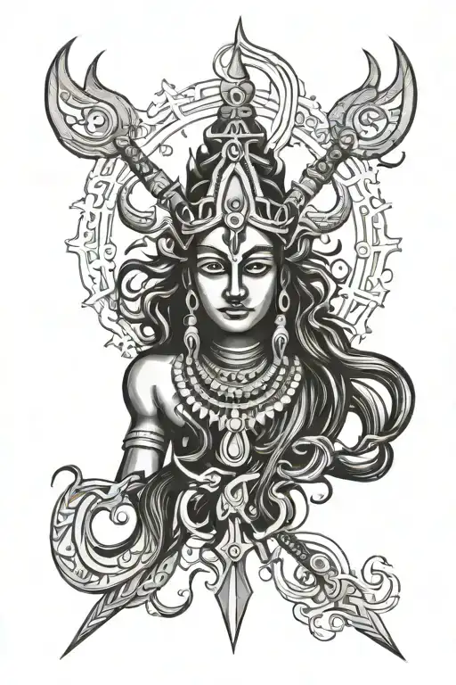lord shiv trident tattoo design idea
