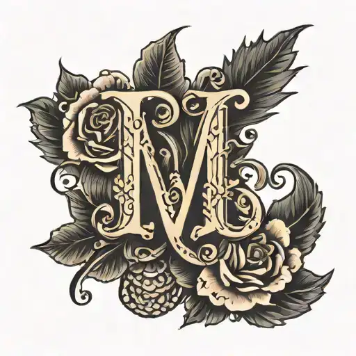  tattoo with initials A and M ,transparent background tattoo design idea